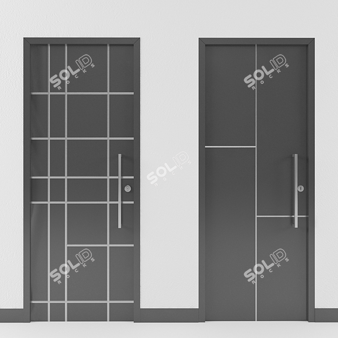 Sleek Black Doors - Vray Compatible 3D model image 2