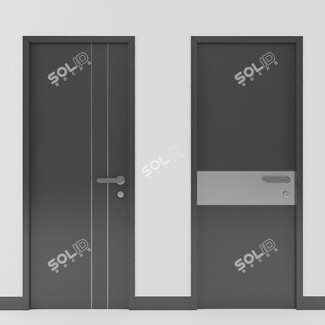 Sleek Black Doors - Vray Compatible 3D model image 3