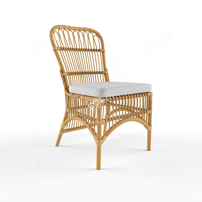 Natural Rattan Loop Chair: Stylish and Comfortable 3D model image 2