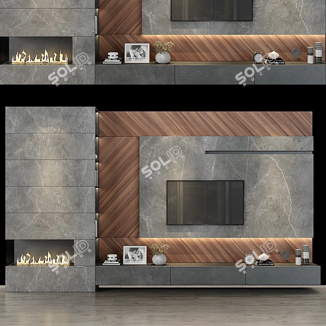 Elegant Wood Cabinet for Home 3D model image 1