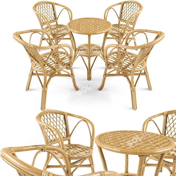 Outdoor Rattan Furniture Set 3D model image 1