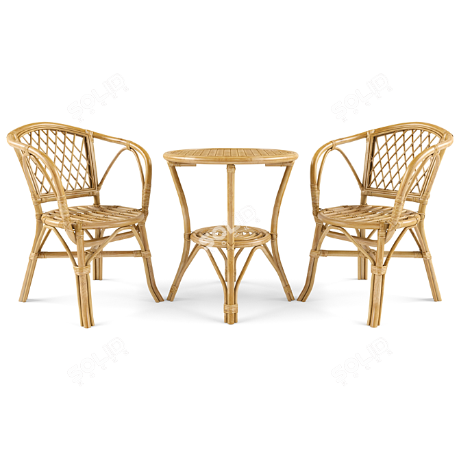 Outdoor Rattan Furniture Set 3D model image 2