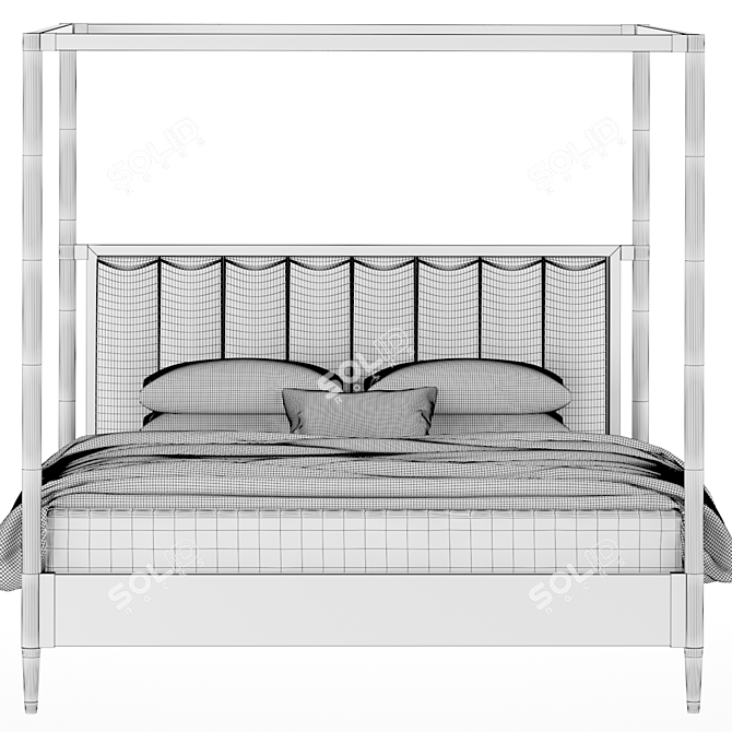 Elegant Clarendon Canopy Bed 3D model image 4