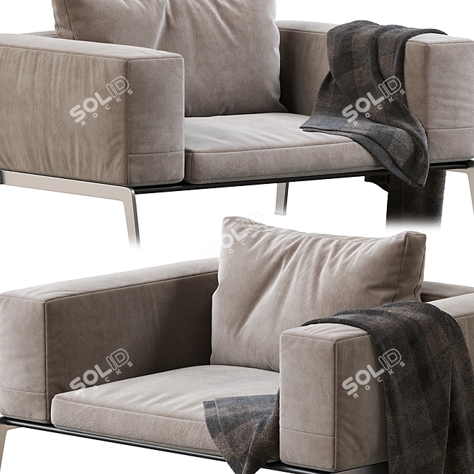 Elegant Lifesteel Armchair: Designer Comfort 3D model image 3