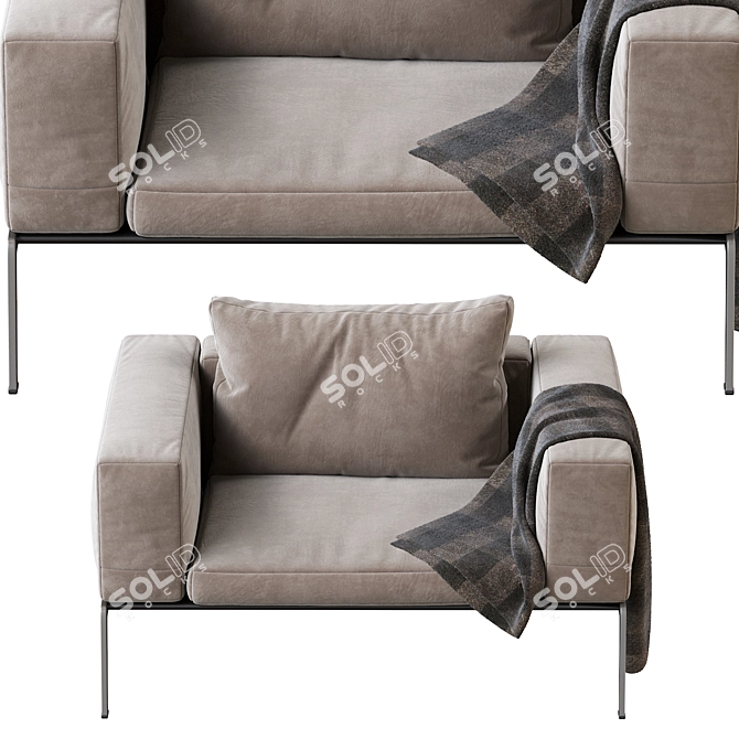 Elegant Lifesteel Armchair: Designer Comfort 3D model image 4