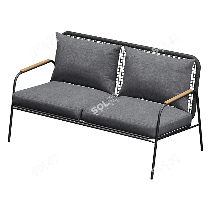 Rustic Chic Metal Frame Rope Sofa 3D model image 3