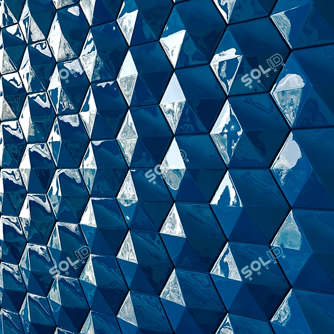 Title: Electric Blue Hedron Wall Tiles 3D model image 4