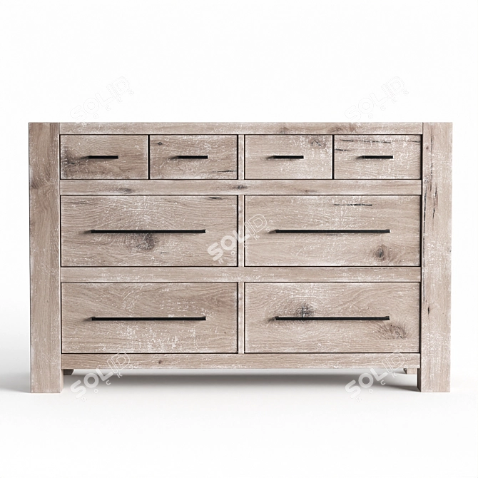 Weathered Oak Chest of Drawers 3D model image 2