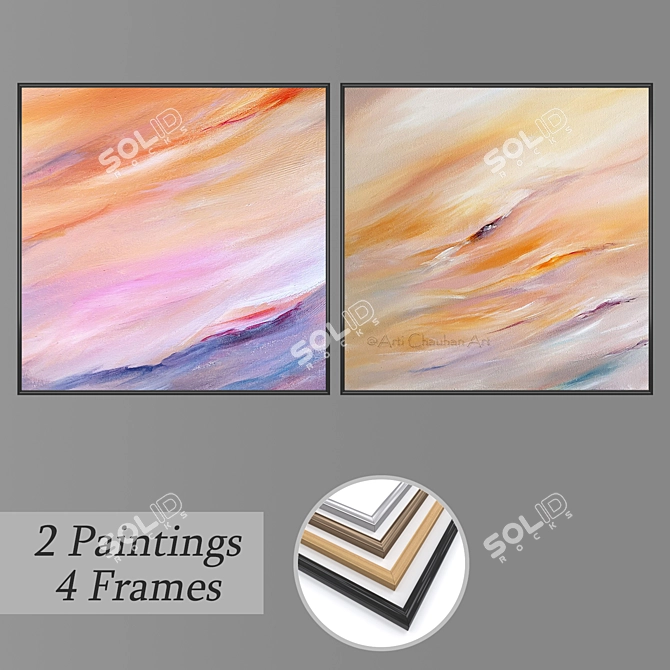 Diverse Wall Paintings Set 3D model image 1