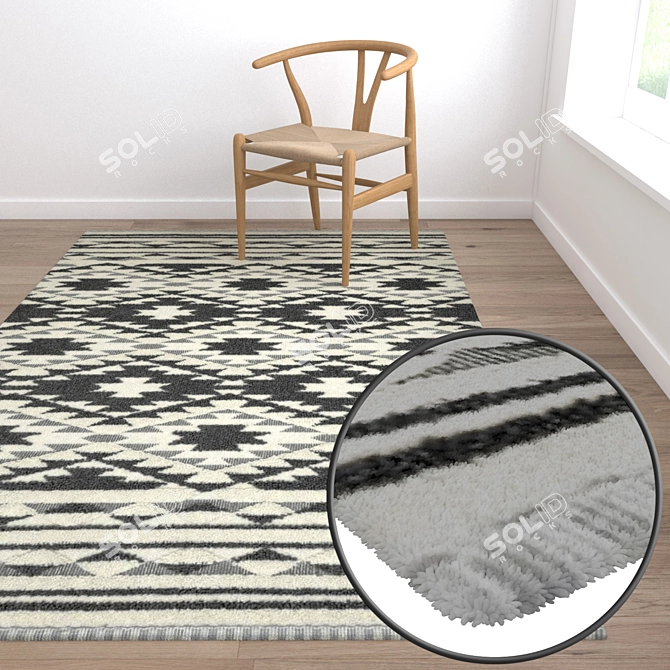 3-Piece High-Quality Carpets Set 3D model image 5
