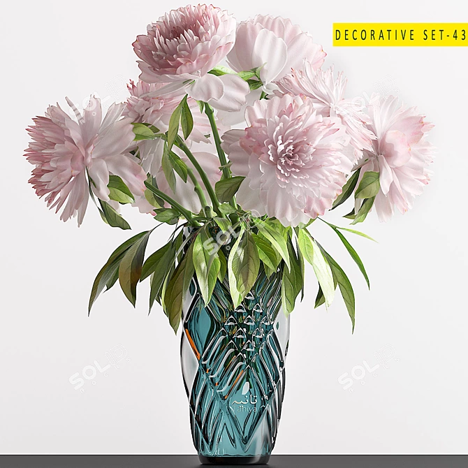 Peony Trio Decorative Set 3D model image 1