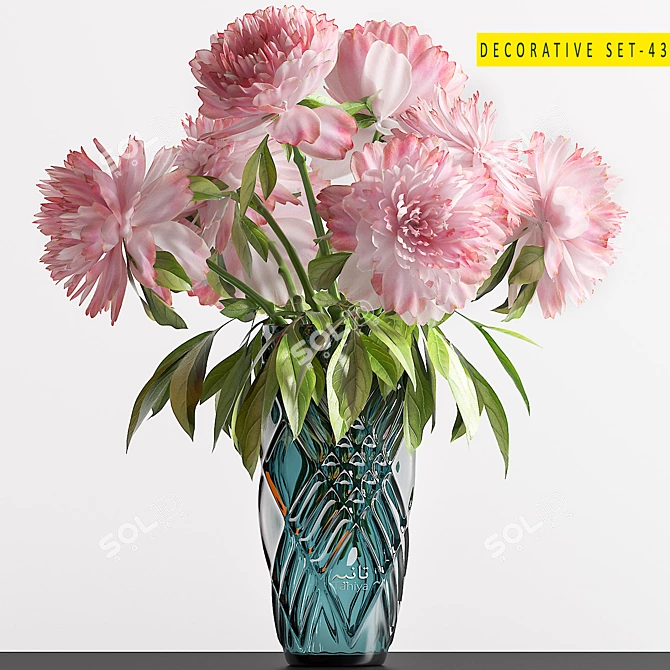 Peony Trio Decorative Set 3D model image 2