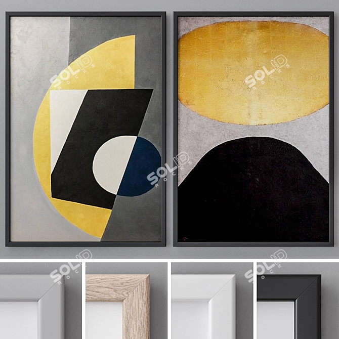 Modern Abstract Paintings Set 3D model image 1