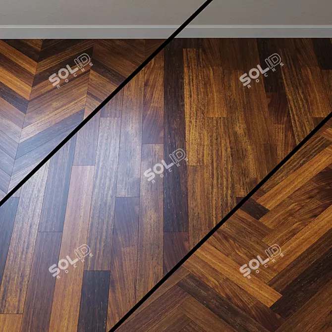 Title: UPOFLOOR Merbau Parquet Board - French Oak Chevron 3D model image 1