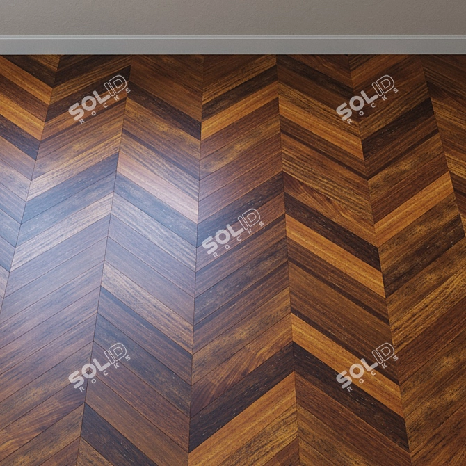 Title: UPOFLOOR Merbau Parquet Board - French Oak Chevron 3D model image 4