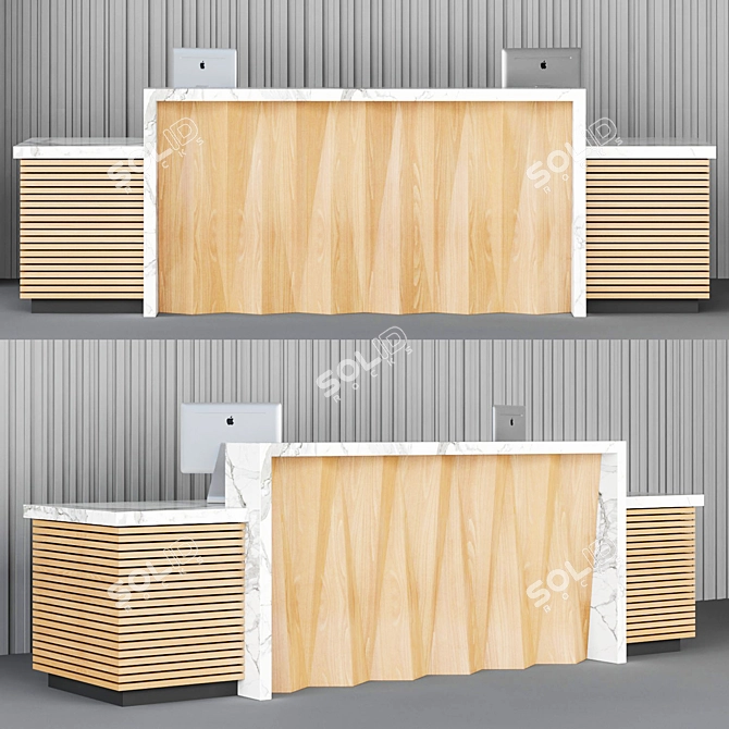 Modern Reception Desk: 1120x3500x1000mm 3D model image 1