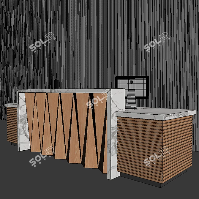 Modern Reception Desk: 1120x3500x1000mm 3D model image 2