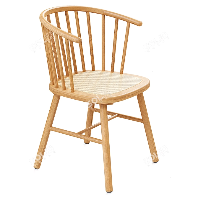 Zara Home Ash Wood Rattan Chair 3D model image 2