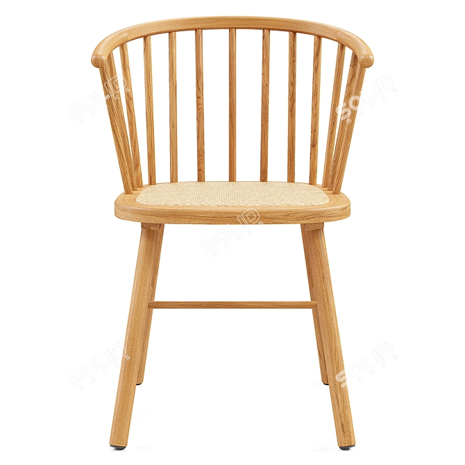 Zara Home Ash Wood Rattan Chair 3D model image 4