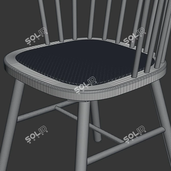 Zara Home Ash Wood Rattan Chair 3D model image 5