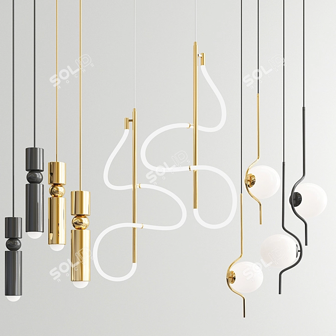 Elegant Glorify Fulcurum Chandelier 3D model image 1