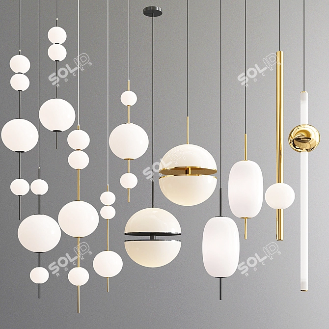 Elegant Hanging Lamp Set 3D model image 2