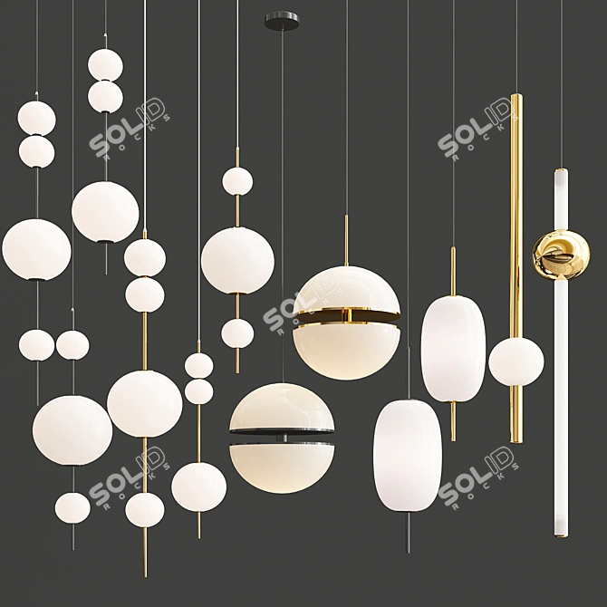 Elegant Hanging Lamp Set 3D model image 3