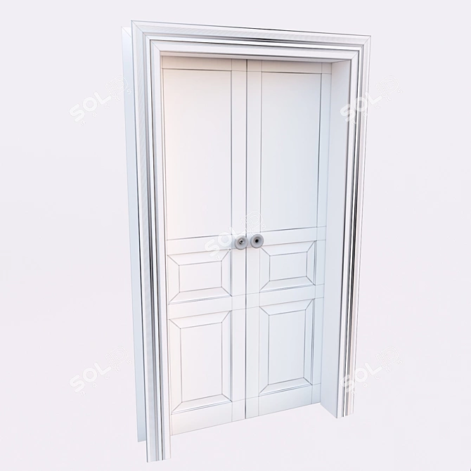 Title: Vintage Restored Soviet White Door 3D model image 5