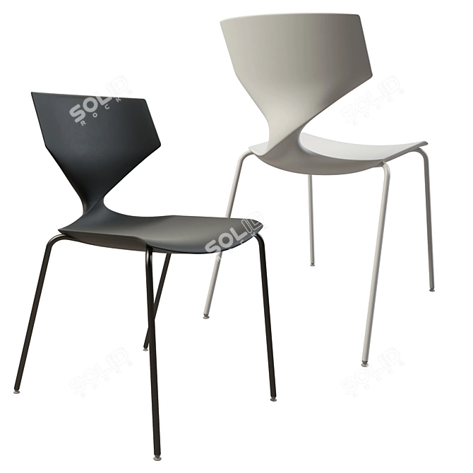 TONON QUO 910.01: Sleek Side Chair with Polished Chrome Legs 3D model image 2