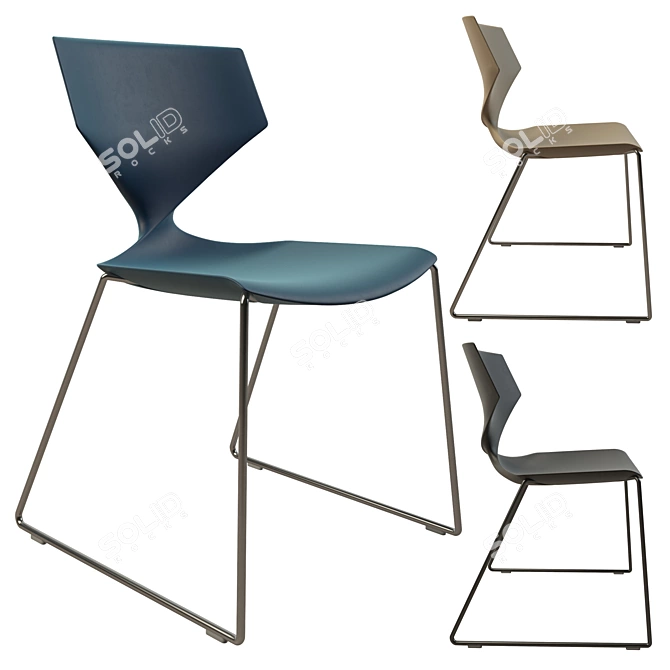 Title: Quo Sleek Steel Side Chair 3D model image 1
