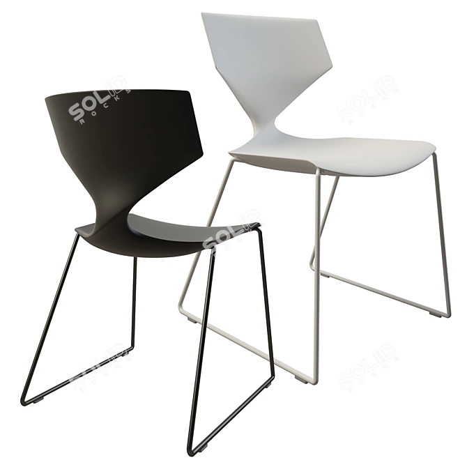 Title: Quo Sleek Steel Side Chair 3D model image 2