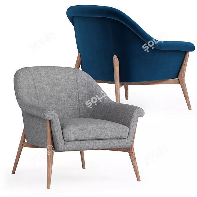 Elegant Velvet Lounge Chair 3D model image 1