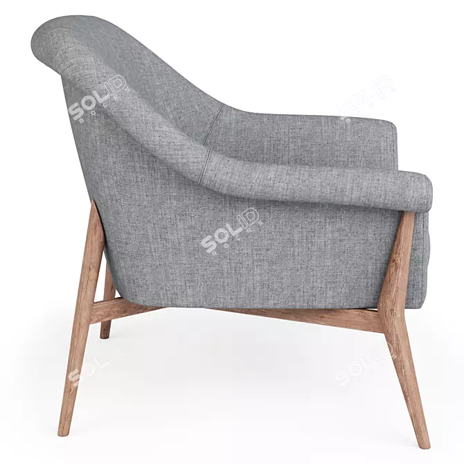 Elegant Velvet Lounge Chair 3D model image 3