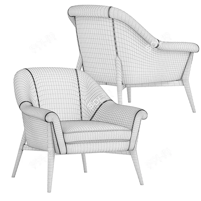 Elegant Velvet Lounge Chair 3D model image 4