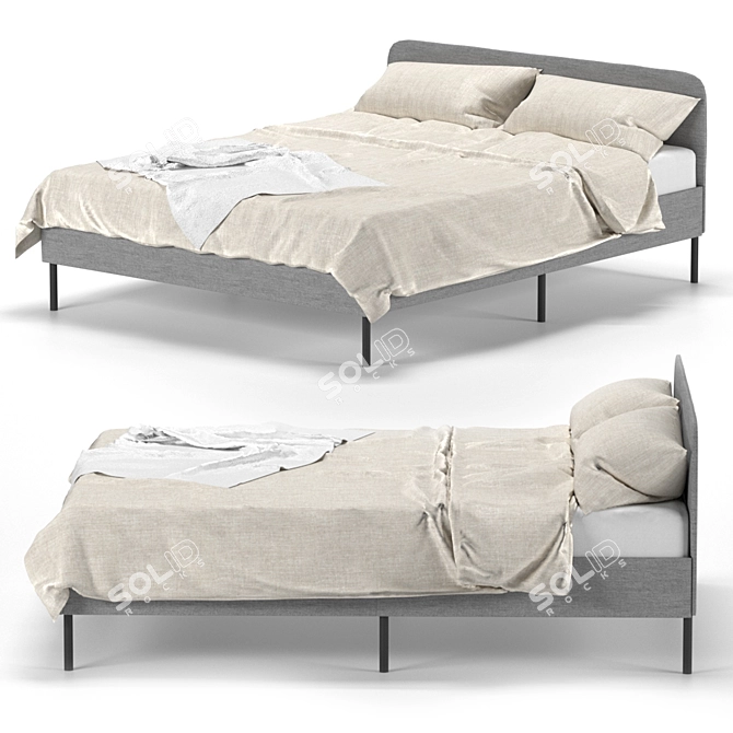 Slattum Double Bed - Comfortable and Cozy 3D model image 1