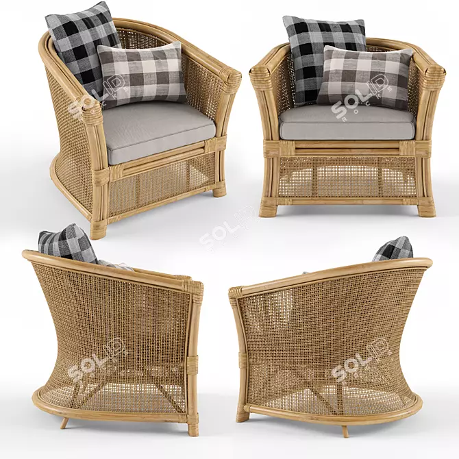 Montego Rattan Armchair: Authentic Simplicity for Your Abode 3D model image 1