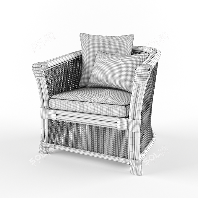 Montego Rattan Armchair: Authentic Simplicity for Your Abode 3D model image 5