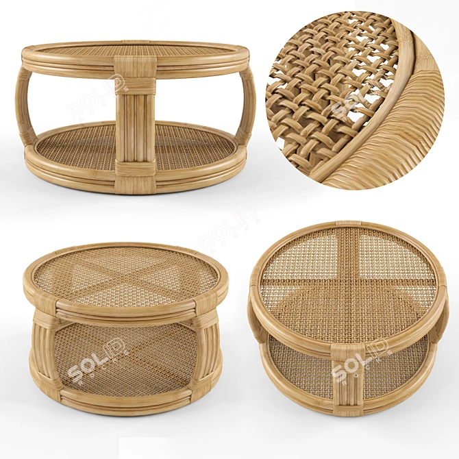 Natural Rattan Coffee Table 3D model image 1