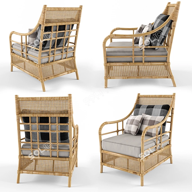 Tropical Rattan Paradise: Bahama Armchair 3D model image 1