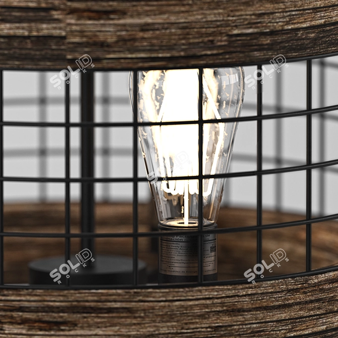 Rustic Wood Chandelier | Vintage-inspired Lighting 3D model image 4