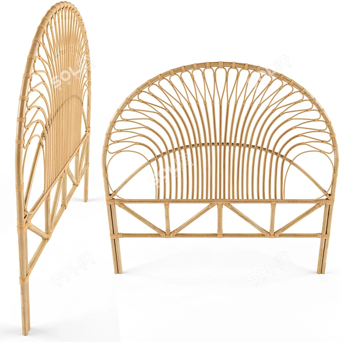 Natural Rattan Headboard 3D model image 1