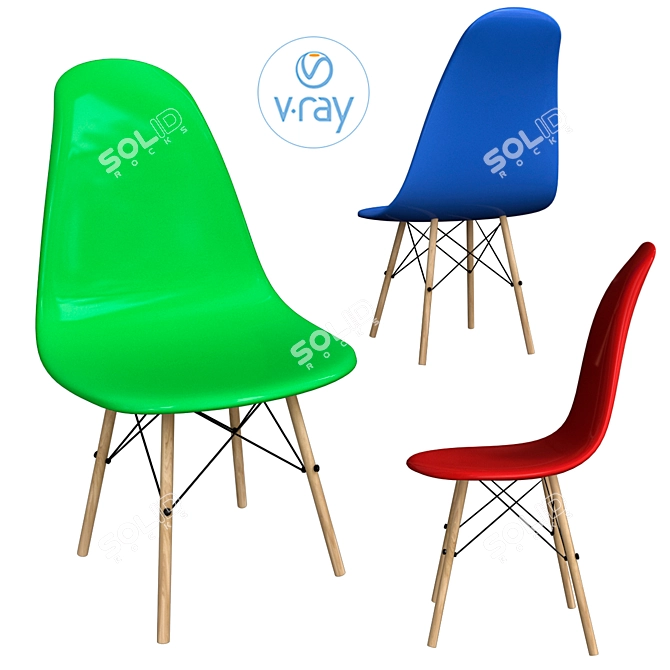 Light Green Wood Chair 3D model image 1