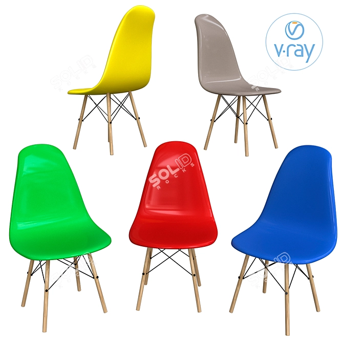 Light Green Wood Chair 3D model image 2