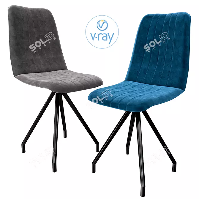 Elegant Gray Velvet Leipzig Chair 3D model image 1