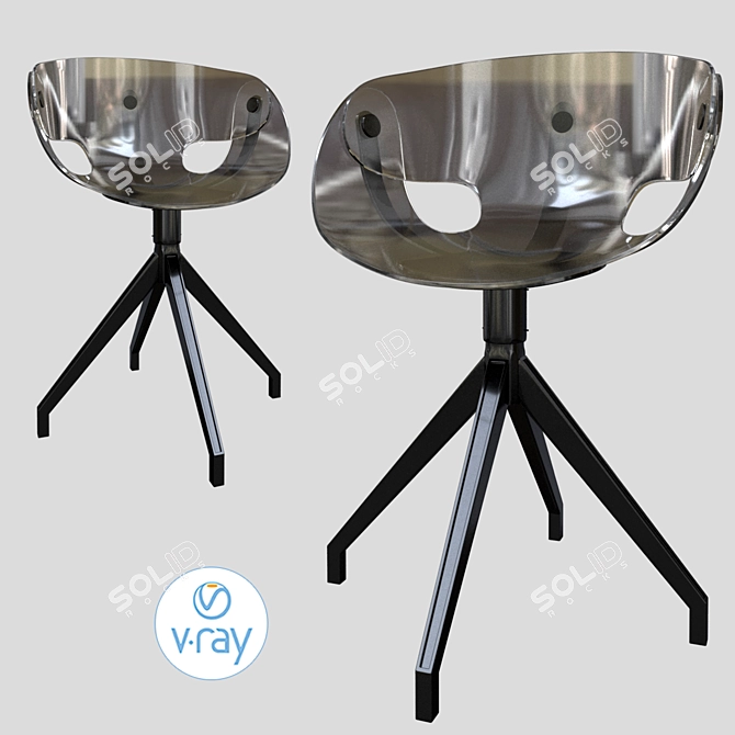 Sleek Polycarbonate Chair 3D model image 2