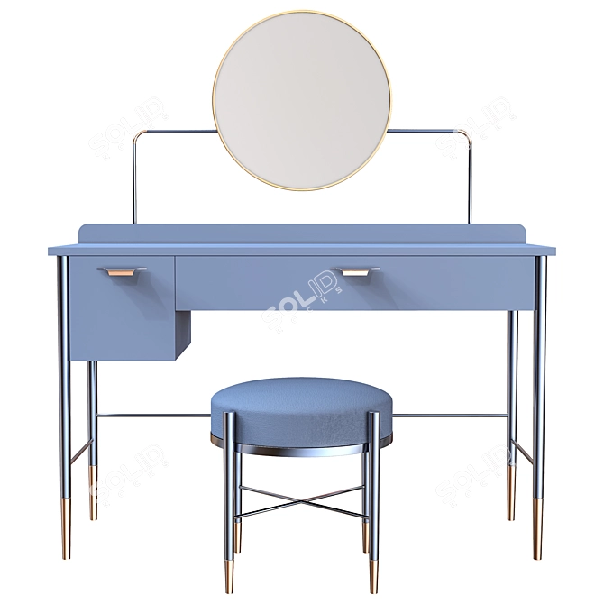 Elegant Vanity Set with Mirror 3D model image 1