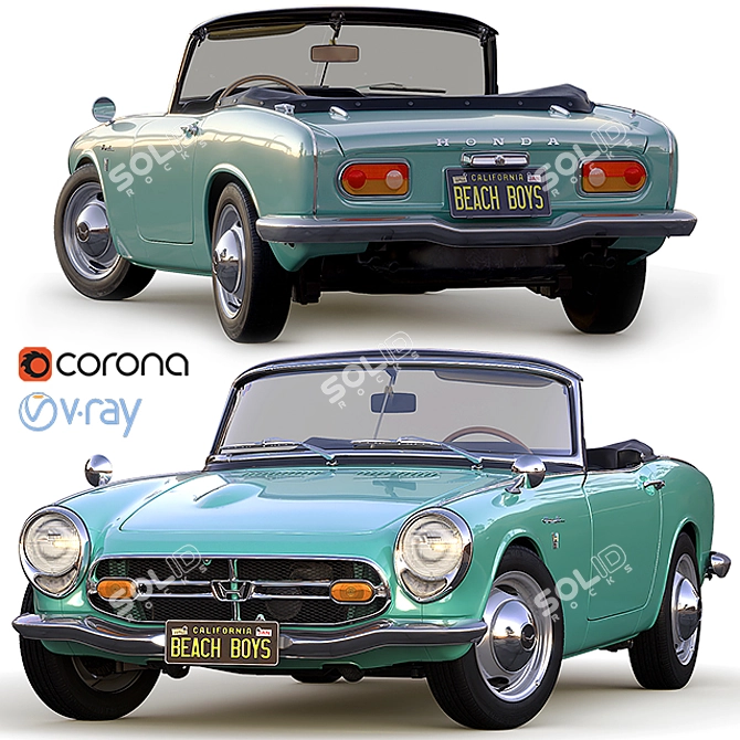 Vintage Honda S800 Cabriolet 3D model image 1