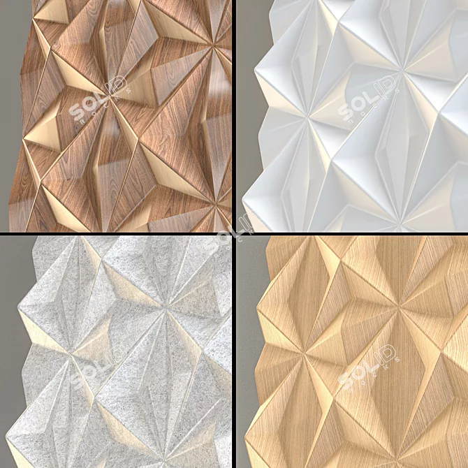 Elegant 3D Wall Panel: Stone, Wood, Plaster 3D model image 2