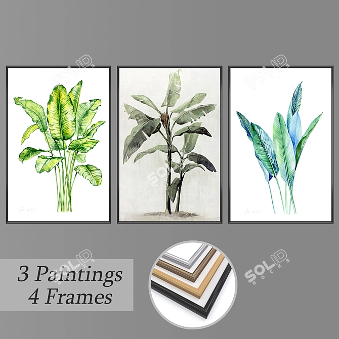 Artistic Set: Wall Paintings & Frames 3D model image 1