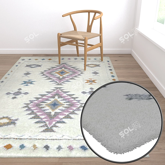 Luxury Set of 3 Carpets 3D model image 5